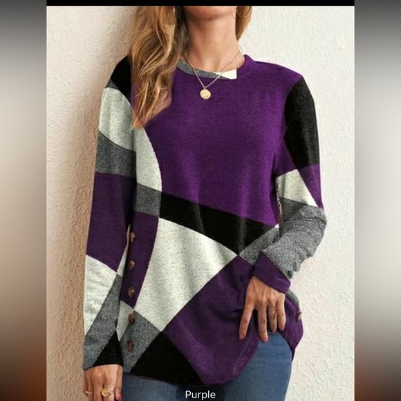 Tops - Color Block Longline Long Sleeve T-shirt